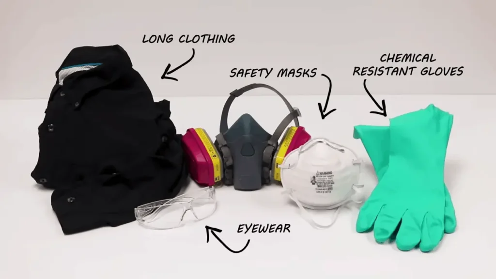 use dust mask disposable gloves eyewear