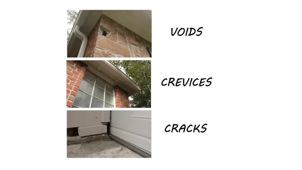 voids crevices cracks